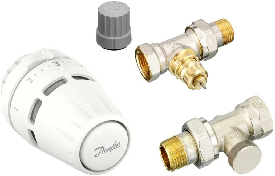 radiatoru termostatiskā vārsta komplekts, Danfoss, taisns, DN15