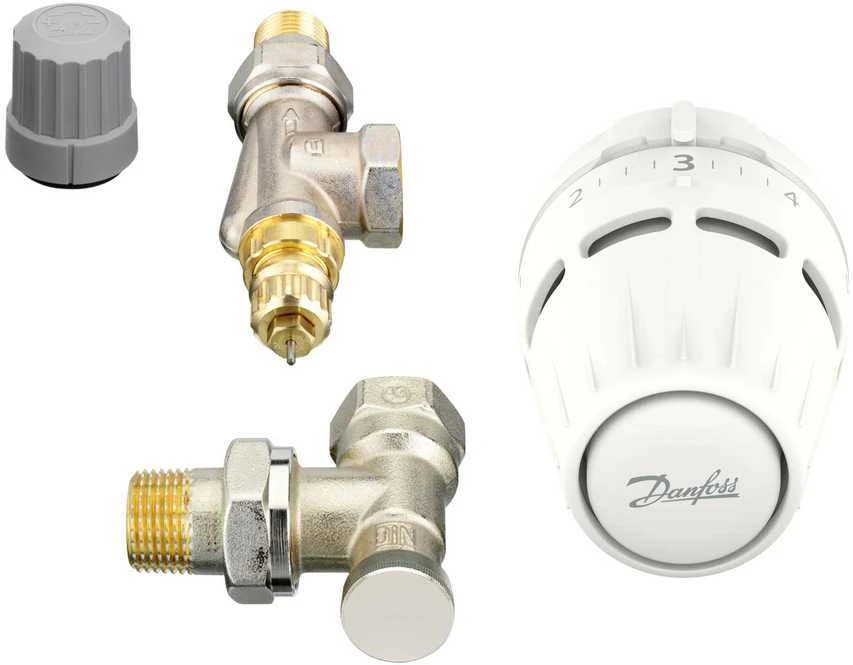 radiatoru termostatiskā vārsta komplekts, Danfoss, aksiāls, DN15