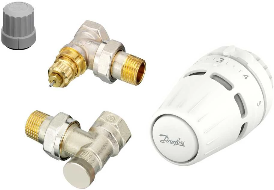 radiatoru termostatiskā vārsta komplekts, Danfoss, leņķis, DN15