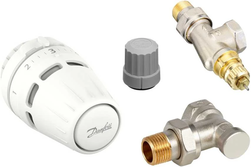 radiatoru termostatiskā vārsta komplekts, Danfoss, aksiāls, DN15