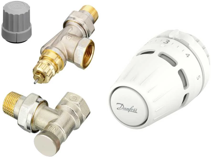 radiatoru termostatiskā vārsta komplekts, Danfoss, aksiāls, DN15
