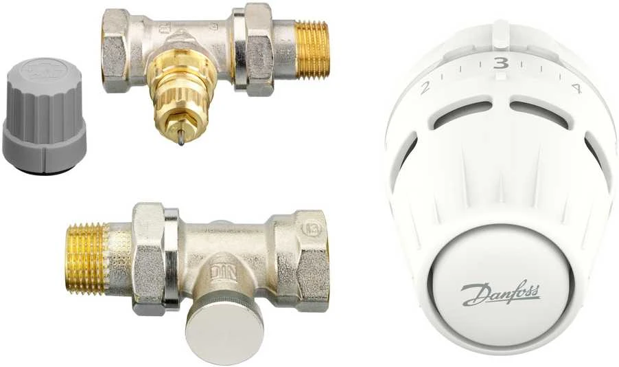 radiatoru termostatiskā vārsta komplekts, Danfoss, taisns, DN15