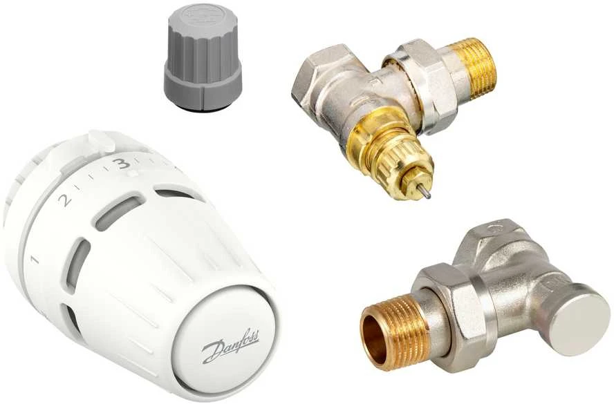 radiatoru termostatiskā vārsta komplekts, Danfoss, leņķis, DN15