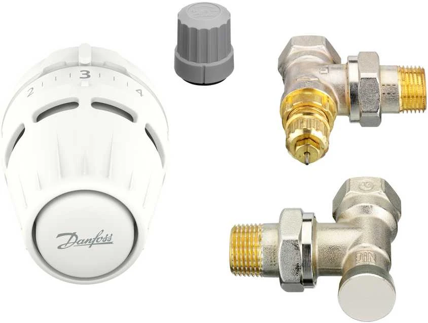 radiatoru termostatiskā vārsta komplekts, Danfoss, leņķis, DN15