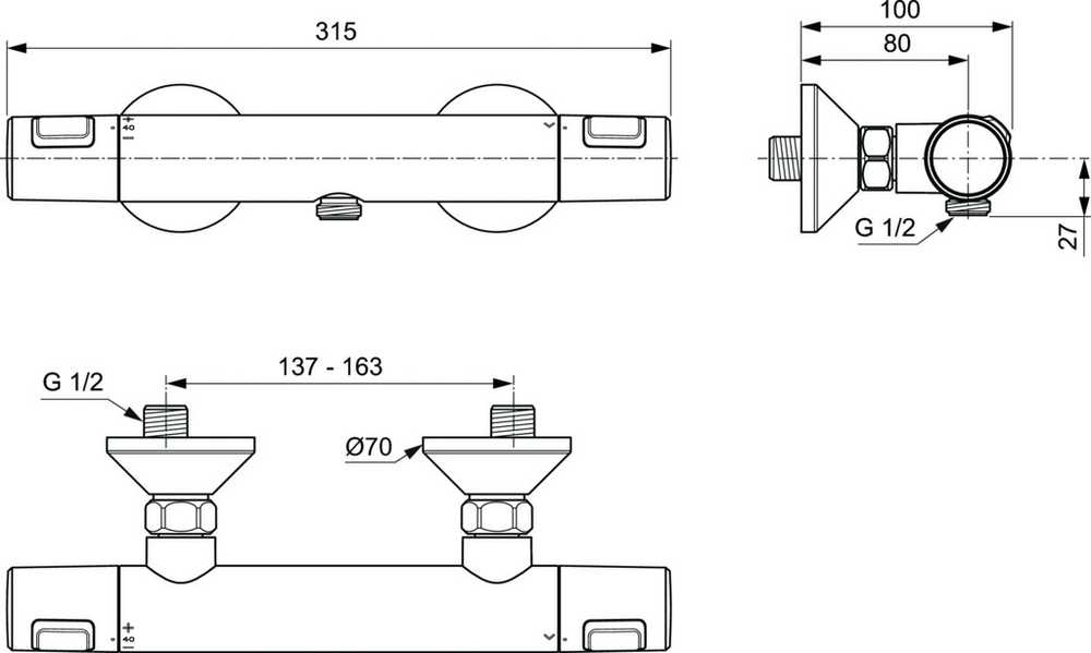 Termostatinis dušo komplektas Ideal Standard Certherm T25 Exposed
