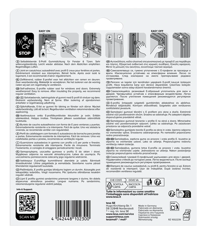 Tesa Uszczelka Guminis sandarinimo profilis e 6m: 9mm, rudas (h0546323)