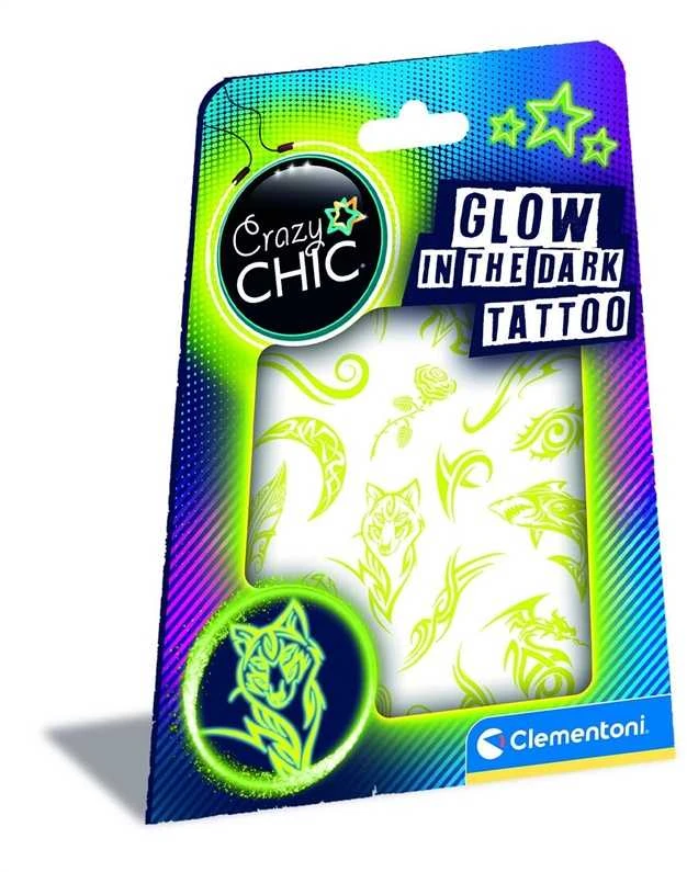 Rinkinys tatuiruotėms Clementoni Glow in The Dark Tattoo