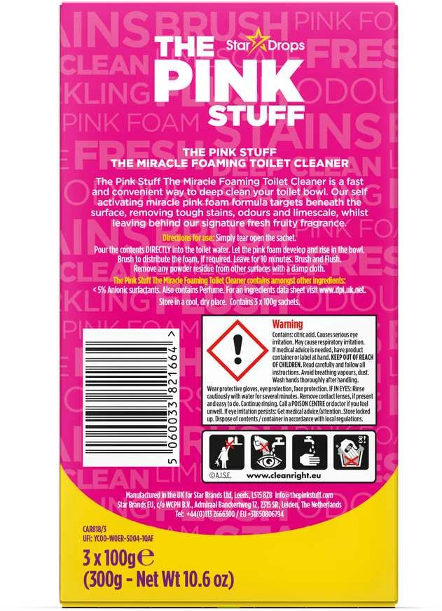 Putojantis tualeto valiklis - milteliai The Pink Stuff, 3x100g