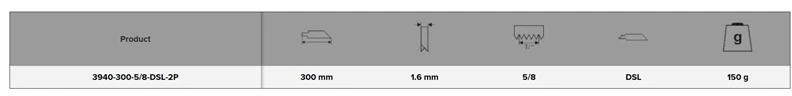 Bahco Tiesinio pjūklo geležtės Sandflex Bi-Metal 300mm*1,6mm DSL 5/8TPI, medžiui ir metalui su vinimis 2vnt