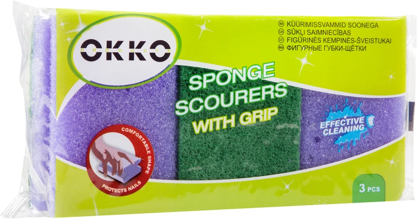 Spalvotos kempinės OKKO, 3 vnt.