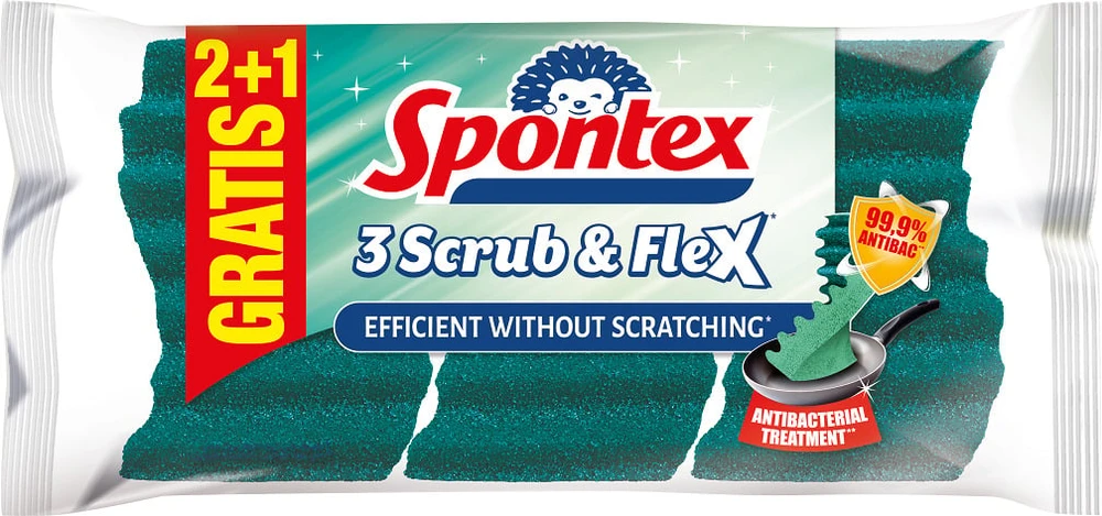 Šveičiamosios kempinėlės Spontex Scrub & Flex, 3 vnt.