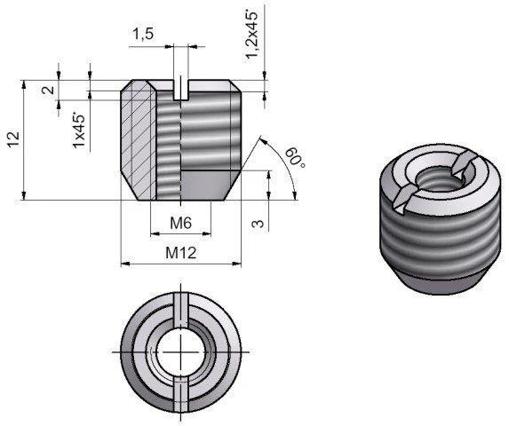 TKZ Sąvarža M6x12 mm pilka, 10 vnt.