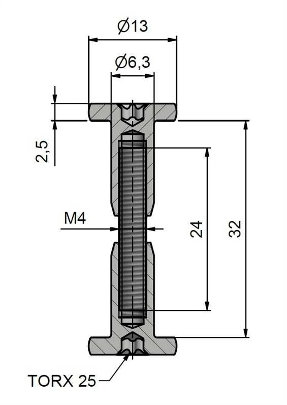 TKZ Žņaugs 8601/X, 3.2 cm, pelēka krās.