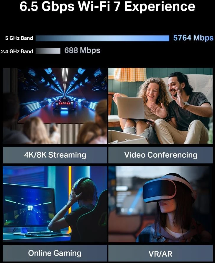 TP-LINK | Archer BE400 BE6500 dviejų dažnių Wi-Fi 7 maršrutizatorius | 802.11ax | Mesh palaikymas Taip | MU-MiMO Taip | Nėra mobiliojo ryšio plačiajuosčio | Antenų tipas Išorinės