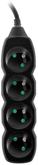 TRACER TRALIS44615 Prailginimo laidas PowerCord 3m 4 lizdai juodas
