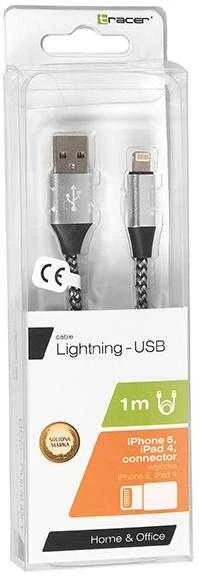 TRACER TRAKBK46268 Cable TRACER USB 2.0 Iphone AM - lightning 1,0m juodas and sidabrinis