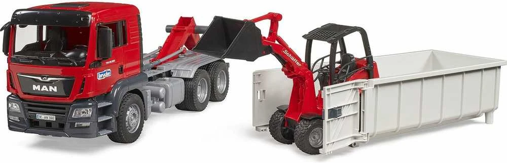BRUDER 1:16 MAN TGS suknvežimis su konteineriu ir krautuvu, 03767