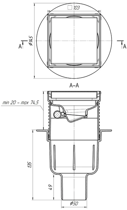 Ani_Plast DUŠ TRAP SAUS ĮKLIJUOJ PLYTEL 10X10 REG