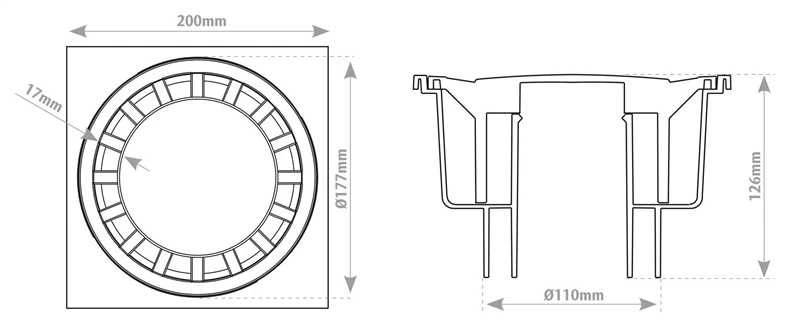 Trapas ACO 20×20 A15, ABS Plastikas
