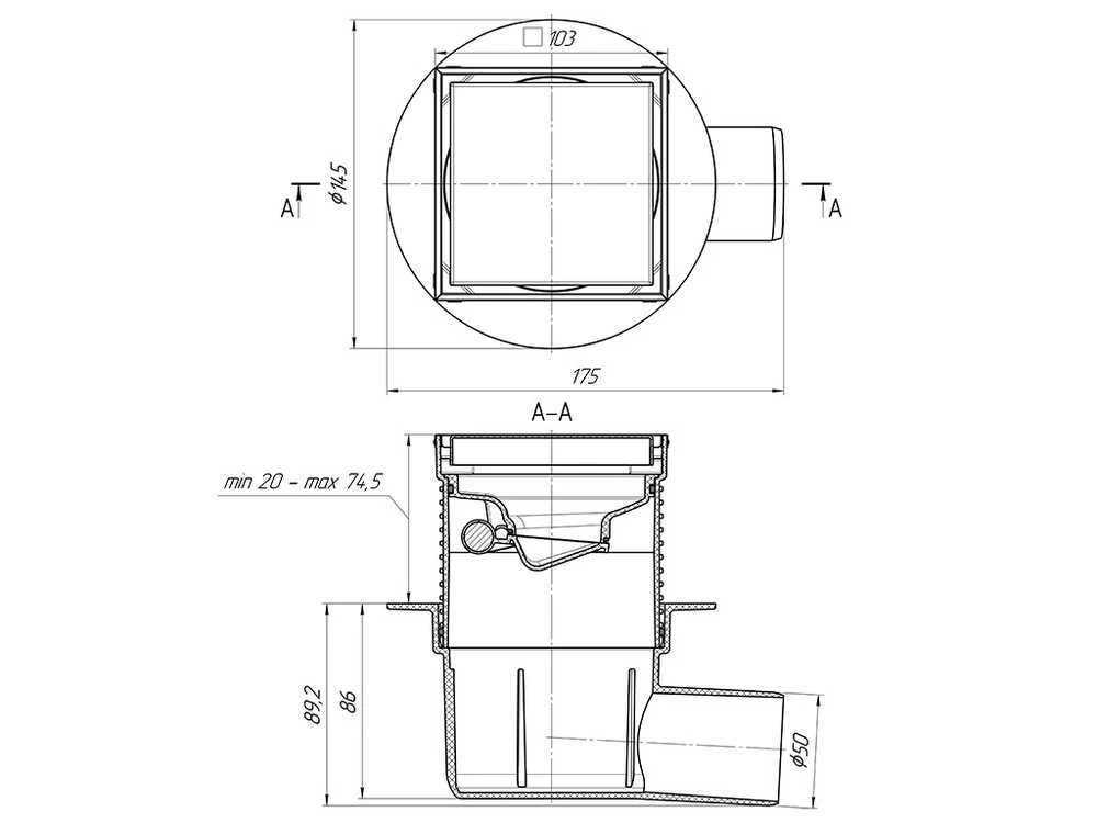 Ani_Plast DUŠ TRAP SAUS ĮKLIJUOJ PLYTEL 10X10 REG