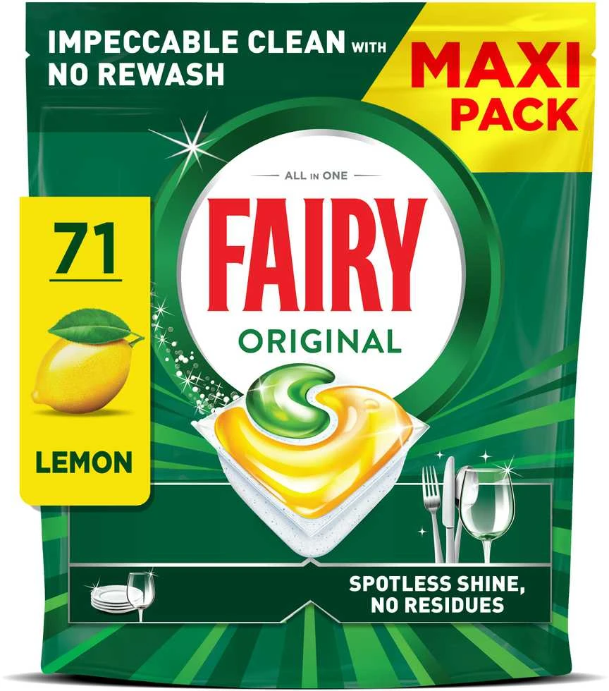 Indaplovių tabletės Fairy Platinum All In One Lemon, 71 vnt., citrinų kvapo