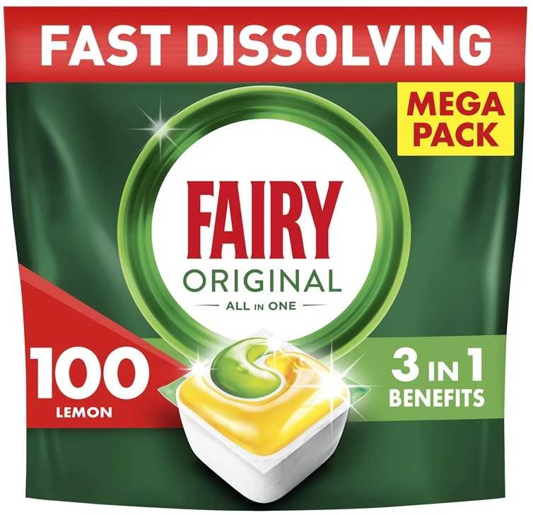 Indaplovių tabletės Fairy Platinum All In One Lemon, 100 vnt., citrinų kvapo