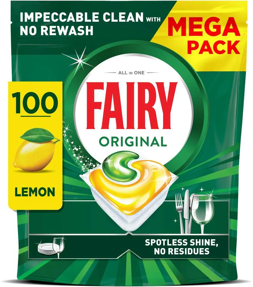 Indaplovių tabletės Fairy Platinum All In One Lemon, 100 vnt., citrinų kvapo