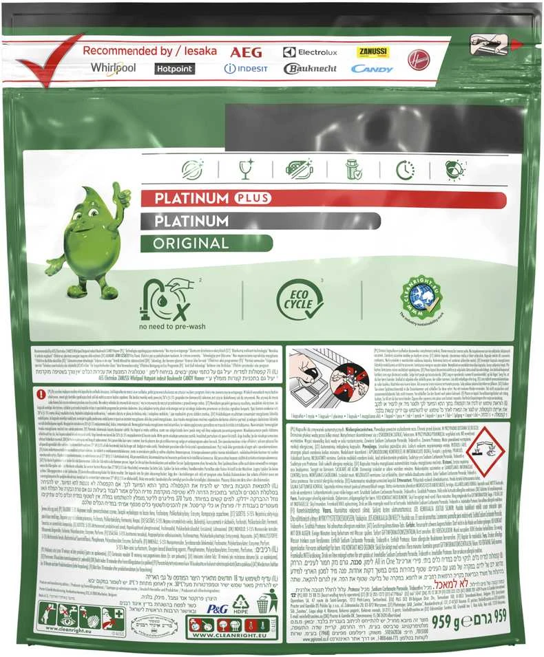Indaplovių tabletės Fairy Platinum All In One Lemon, 71 vnt., citrinų kvapo