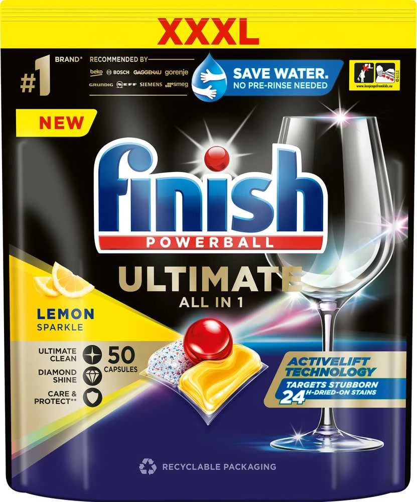 Tabletės indaplovėms FINISH Allin1 Ultimate Lemon, 50 vnt.