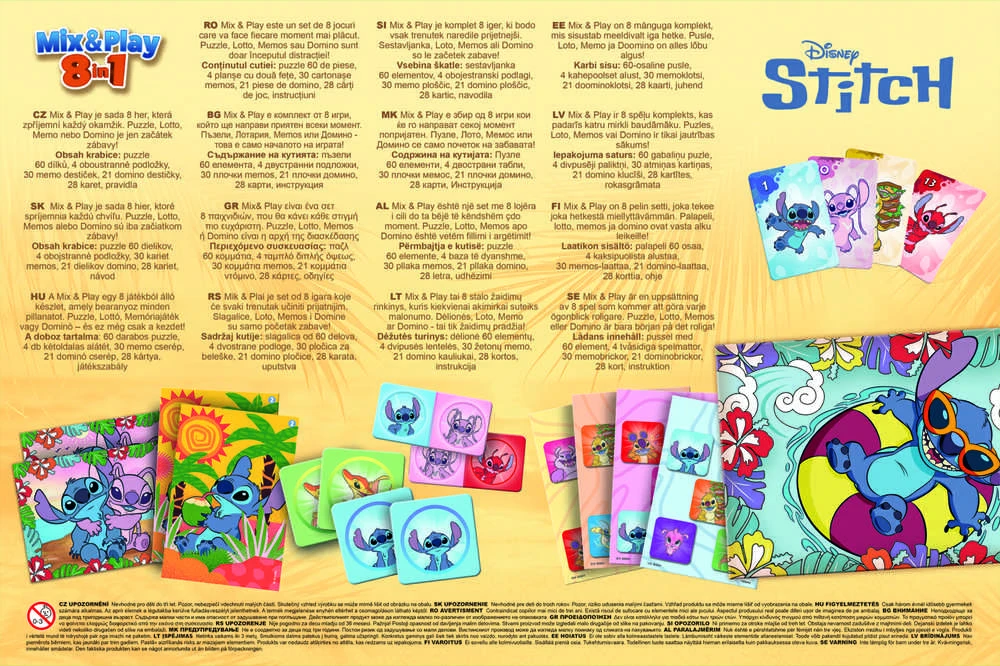 TREFL DISNEY STITCH 8in1 Mix&play stalo žaidimų rinkinys