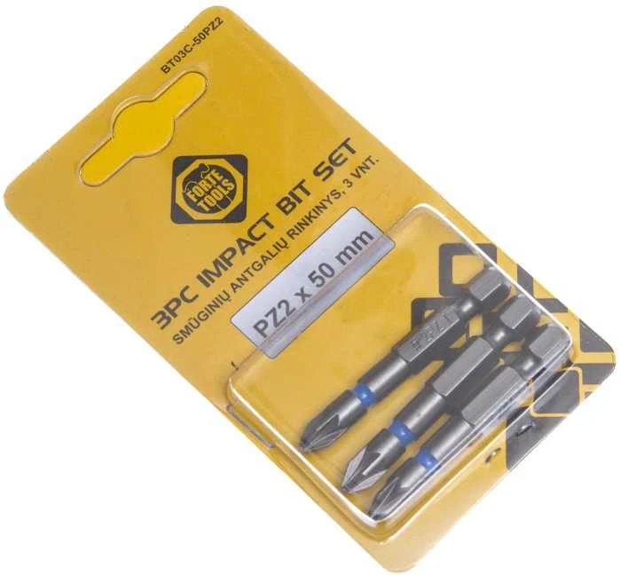 Forte_Tools Smūginiai atsuktuvų antgaliai Forte Tools PZ2, 50 mm, 3 vnt