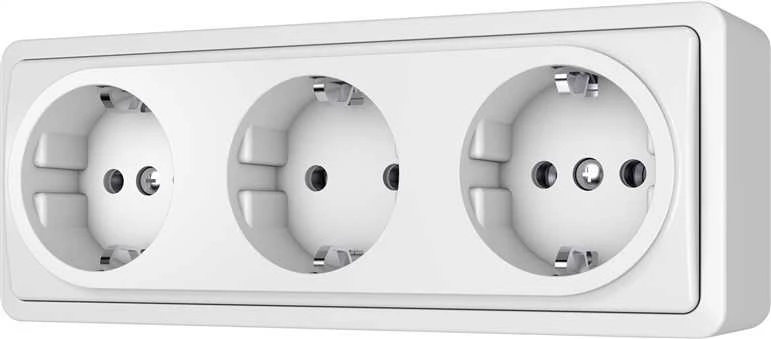 Trivietis virštinkinis kištukinis lizdas su įžeminimu Vilma SL+250 RP16-031 SL+ V (baltas)