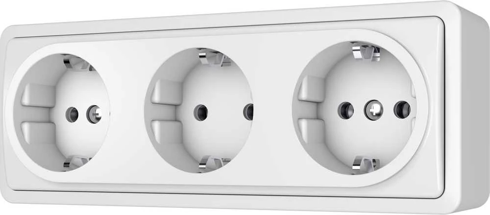 Trivietis virštinkinis kištukinis lizdas su įžeminimu Vilma SL+250 RP16-031 SL+ V (baltas)