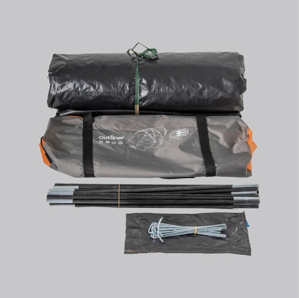 Trivietė palapinė Outliner RD-T22-3, oranžinė/pilka, 330 cm x 230 cm x 130 cm