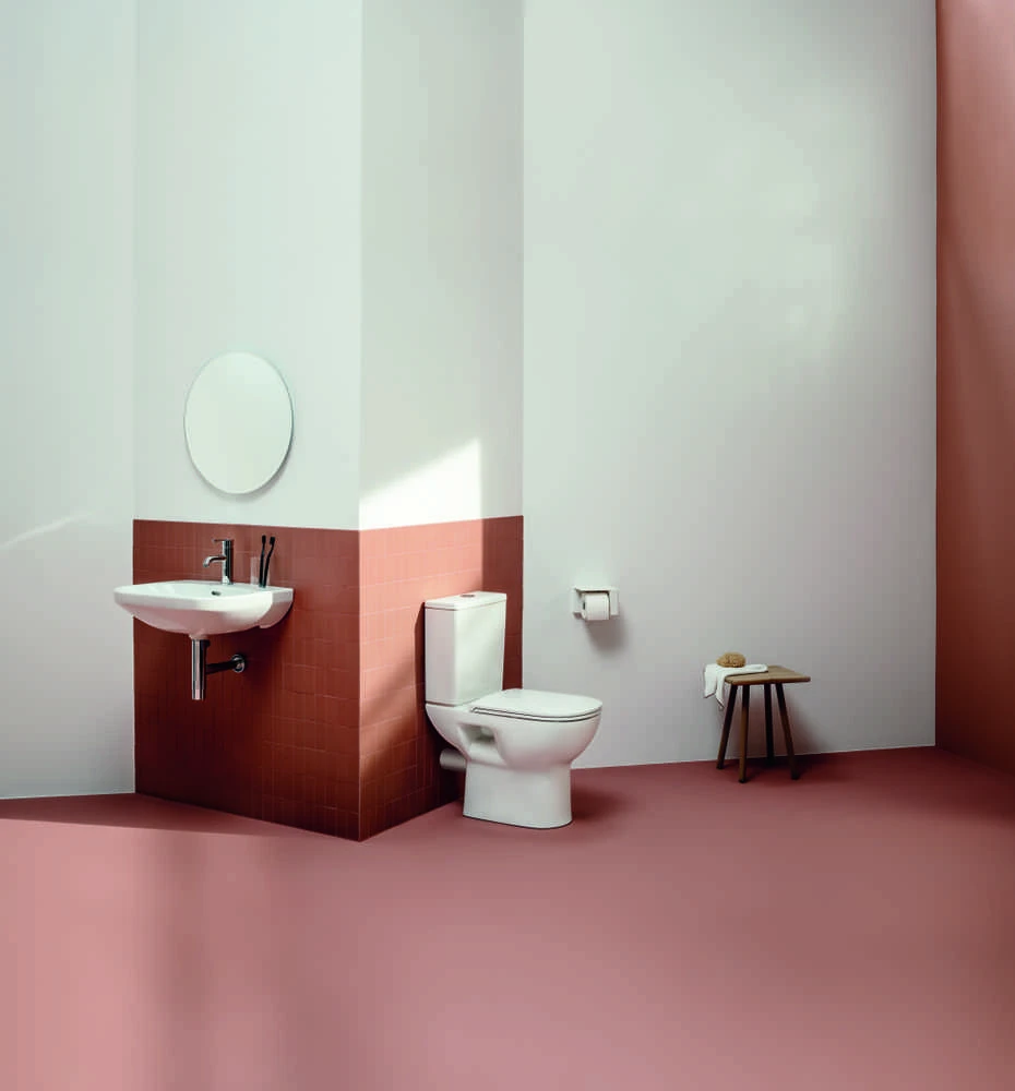 Laufen pods ar SC vāku Lua Essential Rimless, 360x650 mm, horizontals izvads, pievads no apakšas, balts