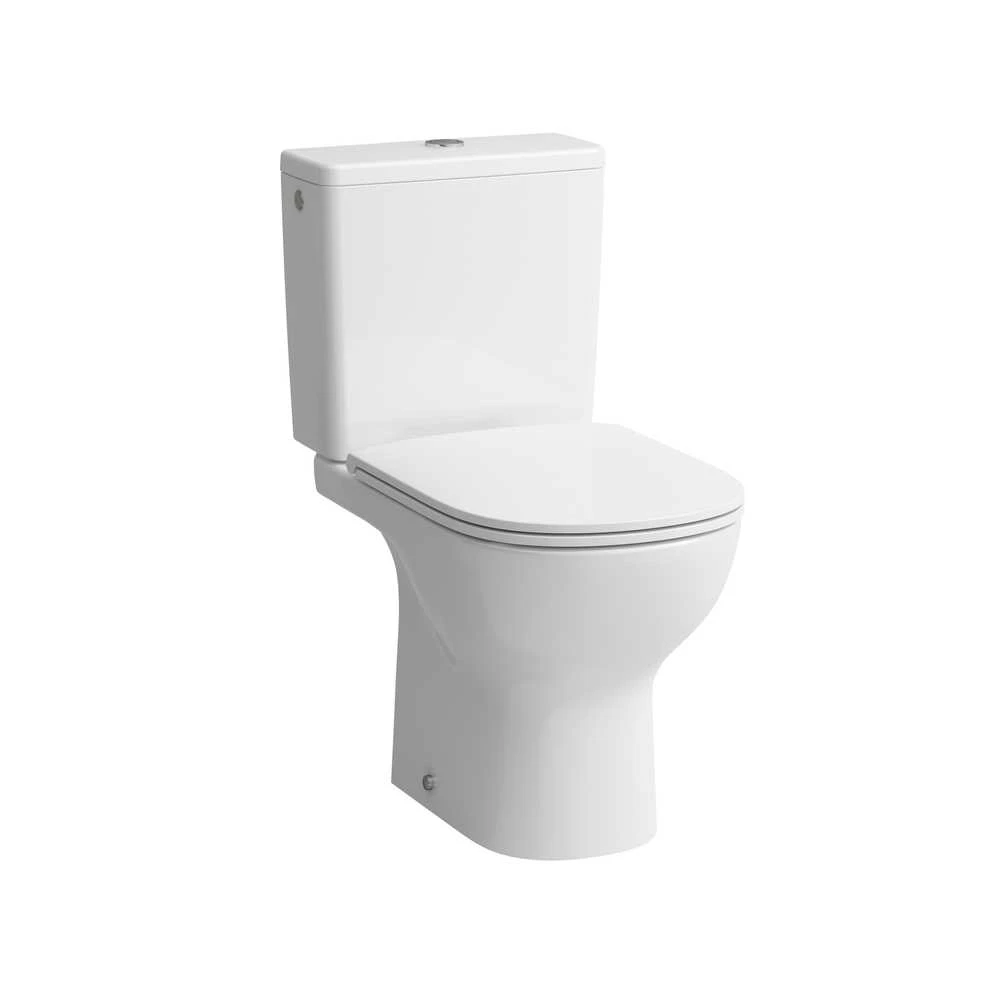 Laufen pods ar SC vāku Lua Essential Rimless, 360x650 mm, horizontals izvads, pievads no apakšas, balts