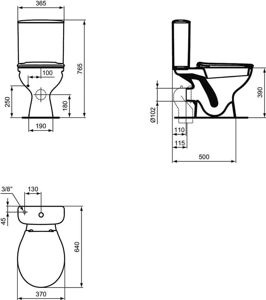 Ideal Standa Unitazas. pastatomas Vidima Ulysse. su dangčiu. 370x640 mm