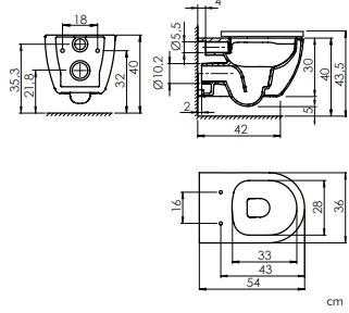 Masterjero TOILET ARC WALL HUNG Baltas