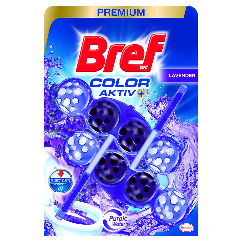 WC valiklis-gaiviklis BREF PURPLE AKTIV LAVENDER, 2×50 g