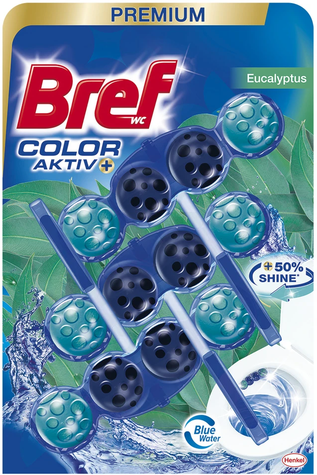 WC valiklis-gaiviklis BREF Color Aktiv Eucalyptus, 3x50g