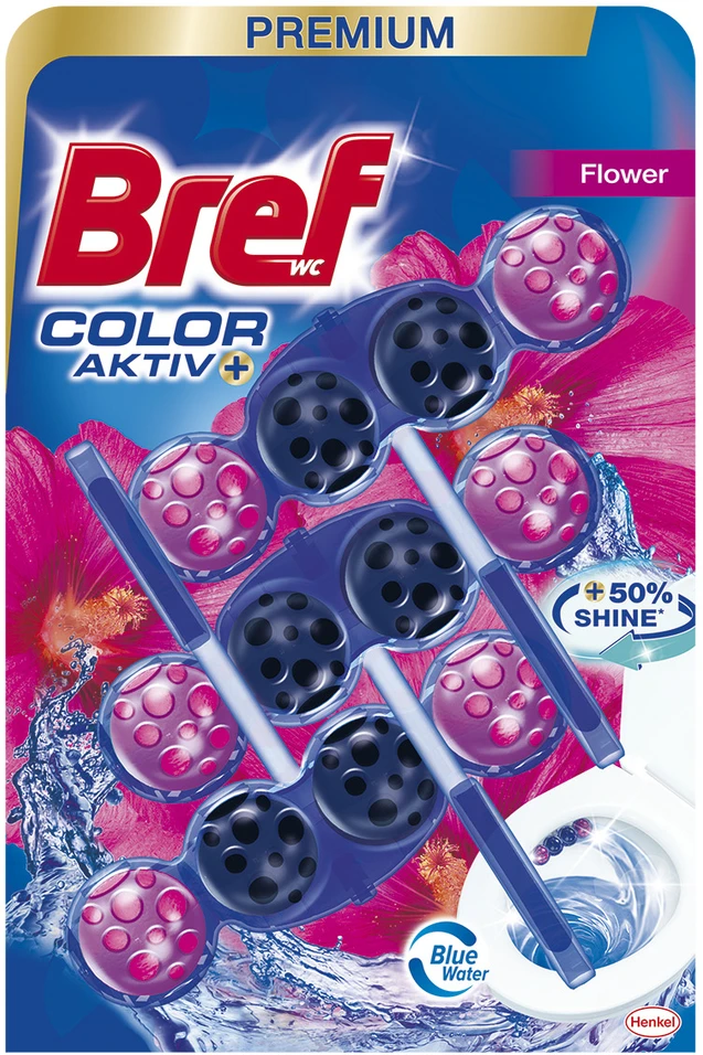 WC valiklis-gaiviklis BREF COLOR AKTIV FLOWER, 3×50 g