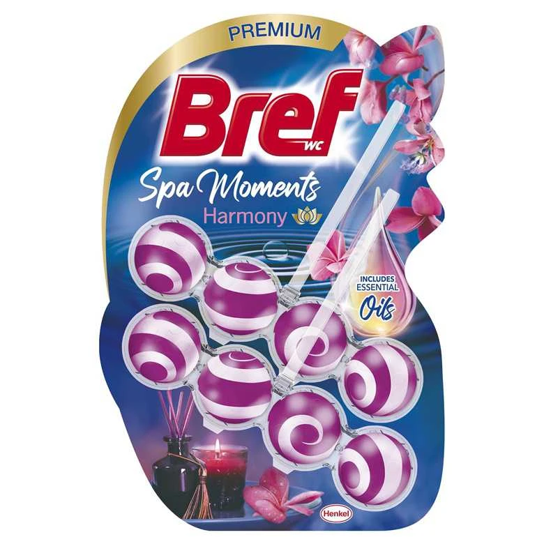 Tualetes poda tīrīšanas līdzeklis-atsvaidzinātājs Bref Spa Moments Harmony,2x50g