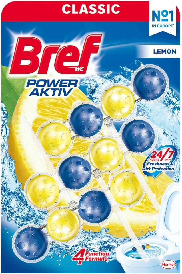 WC valiklis-gaiviklis BREF Power Aktiv Lemon, 3x50g