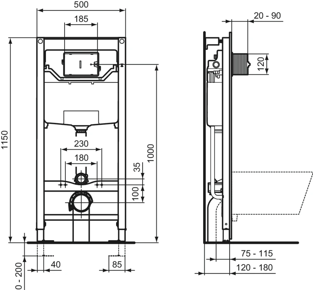 Unitazo rėmas Ideal Standard, 12 cm x 50 cm