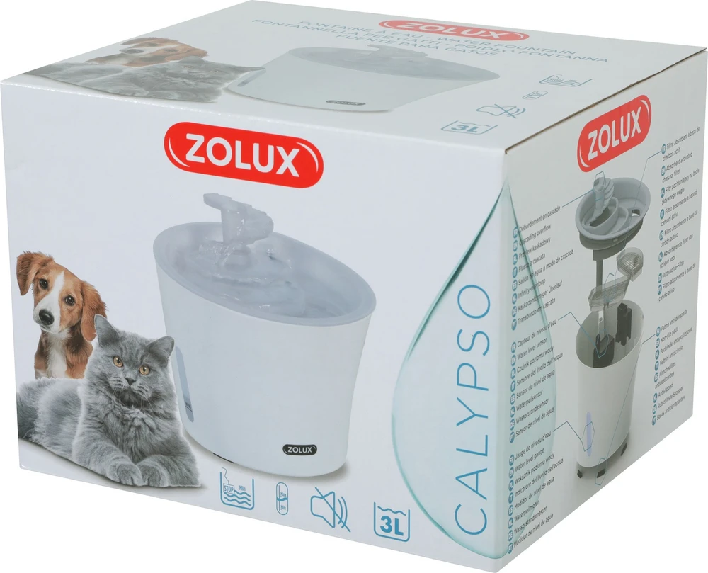 Gertuvė - fontanėlis Zolux Calypso, 3 l, balta sp./pilka sp.
