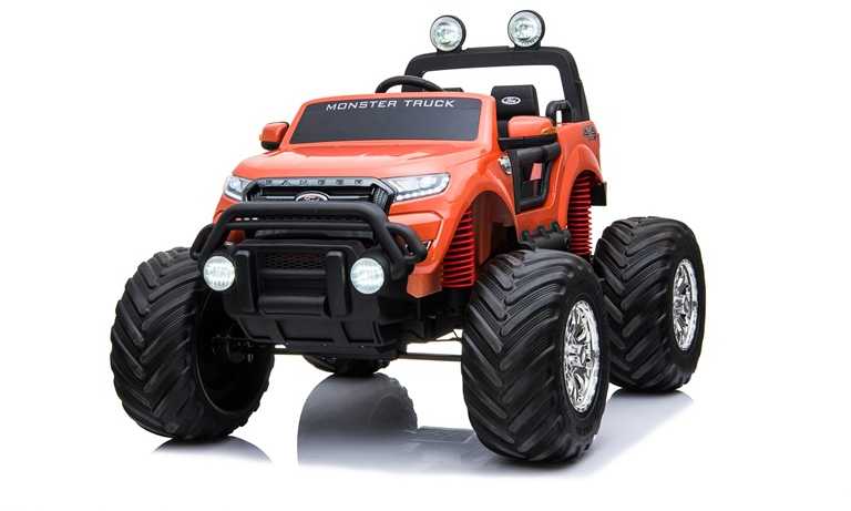 TY Elektrinis vaikiškas automobilis „Ford Monster“, raudonos spalvos.