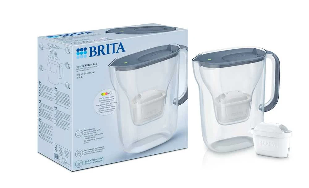 Vandens filtravimo ąsotis BRITA Style Essential 2.4L, mėlynas su vandens filtru MAXTRA PRO 1 vnt.