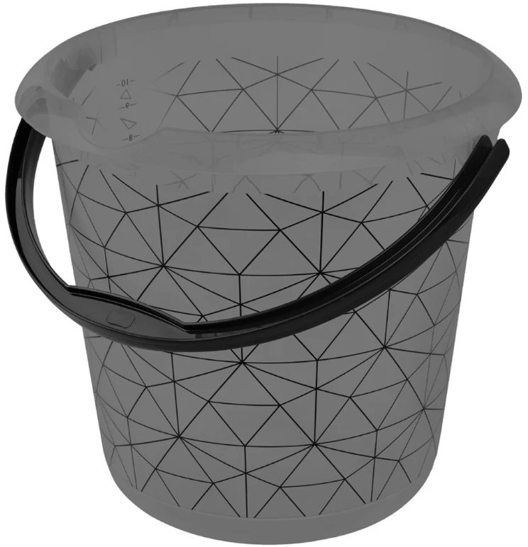 Ūkio kibiras Keeeper Polygon, 10 l, skaidrios/juodos spalvos.