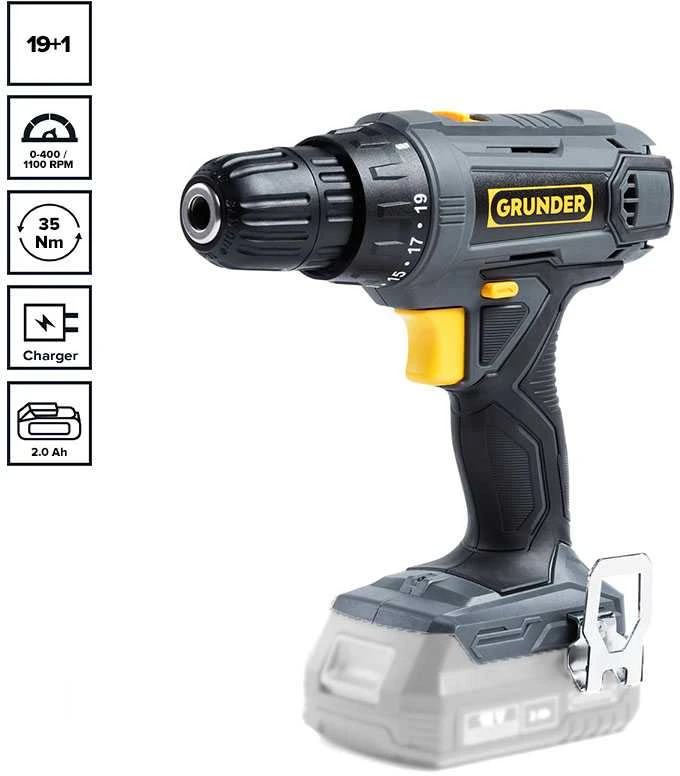 Carruzzo Gręžtuvas Grunder CD-L1118, 18 V, 2000 mAh