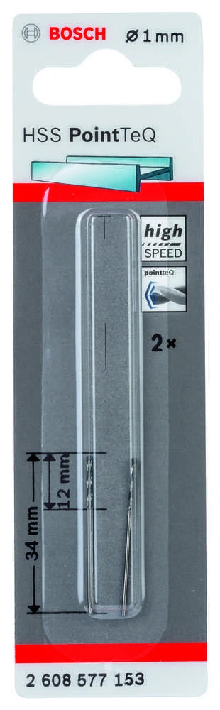 Bosch PointTeQ grąžtas metalui 1 x 12 x 34 mm , 2 vnt.
